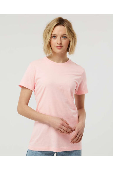 Tultex 216 Womens Fine Jersey Classic Fit Short Sleeve Crewneck T-Shirt Pink Model Front