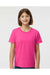 Tultex 235 Youth Fine Jersey Short Sleeve Crewneck T-Shirt Fuchsia Pink Model Front
