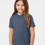 Tultex Youth Fine Jersey Short Sleeve Crewneck T-Shirt - Heather Denim Blue - NEW