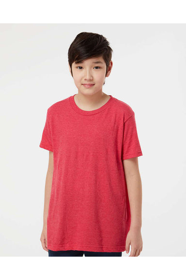 Tultex 235 Youth Fine Jersey Short Sleeve Crewneck T-Shirt Heather Red Model Front