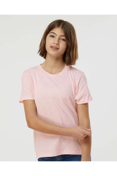 Tultex 235 Youth Fine Jersey Short Sleeve Crewneck T-Shirt Pink Model Front