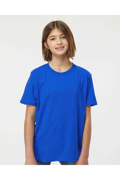 Tultex 235 Youth Fine Jersey Short Sleeve Crewneck T-Shirt Royal Blue Model Front