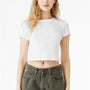 Bella + Canvas Womens Micro Ribbed Short Sleeve Crewneck Baby T-Shirt - White