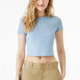 Bella + Canvas Womens Micro Ribbed Short Sleeve Crewneck Baby T-Shirt - Baby Blue