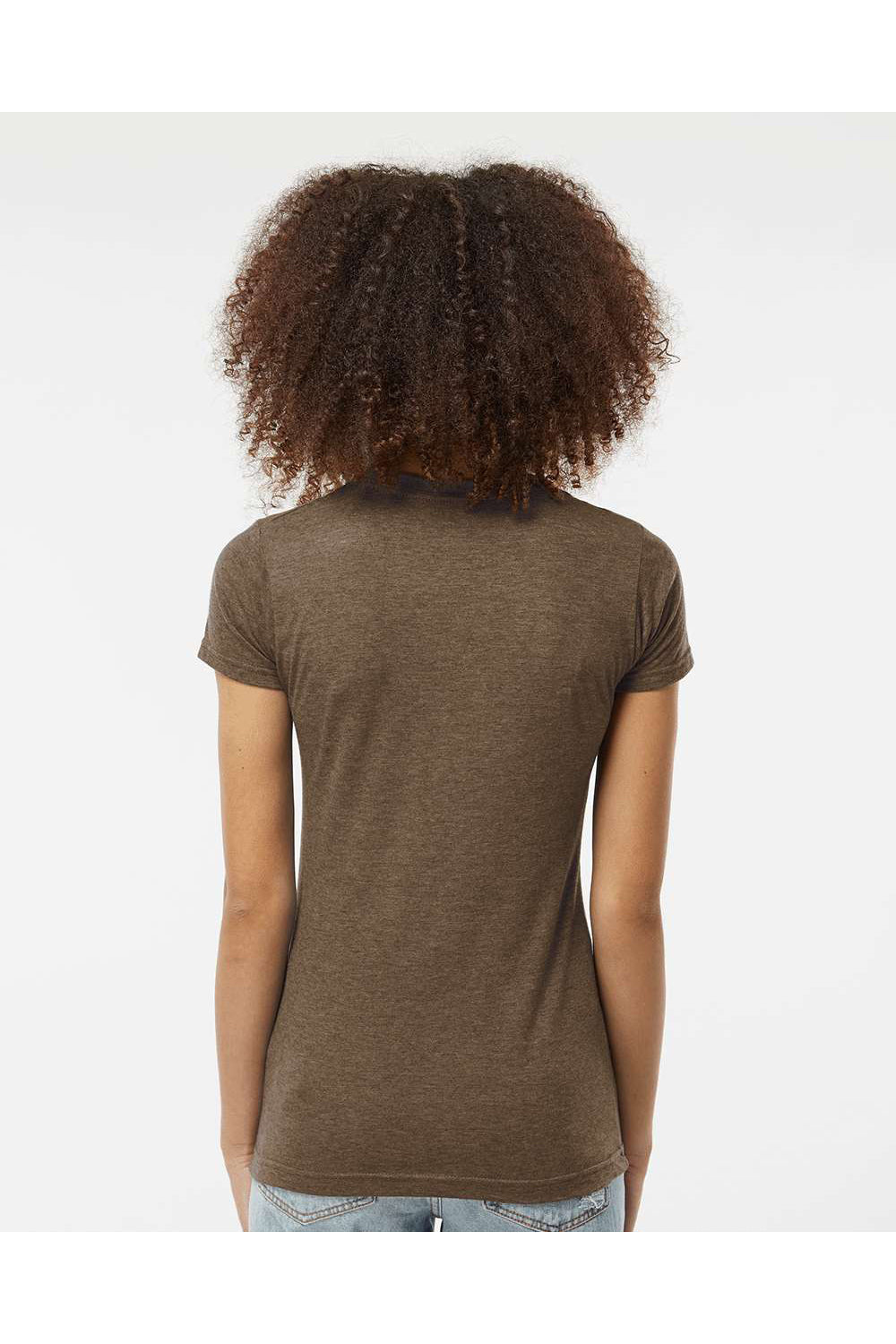 Tultex 240 Womens Poly-Rich Short Sleeve Crewneck T-Shirt Heather Brown Model Back