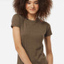 Tultex Womens Poly-Rich Short Sleeve Crewneck T-Shirt - Heather Brown - Closeout