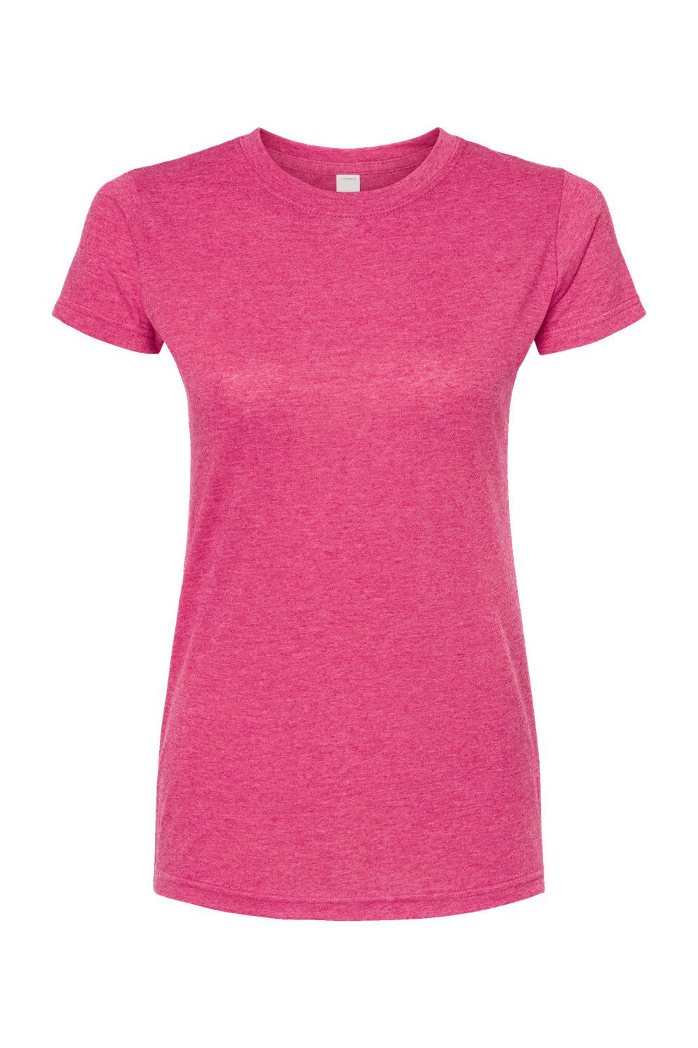 Tultex 240 Womens Poly-Rich Short Sleeve Crewneck T-Shirt Heather Fuchsia Pink Flat Front