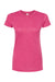 Tultex 240 Womens Poly-Rich Short Sleeve Crewneck T-Shirt Heather Fuchsia Pink Flat Front