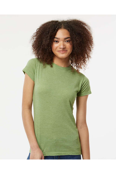 Tultex 240 Womens Poly-Rich Short Sleeve Crewneck T-Shirt Heather Green Model Front