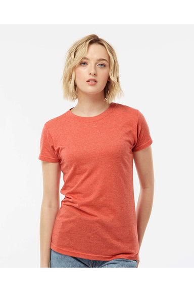 Tultex 240 Womens Poly-Rich Short Sleeve Crewneck T-Shirt Heather Orange Model Front