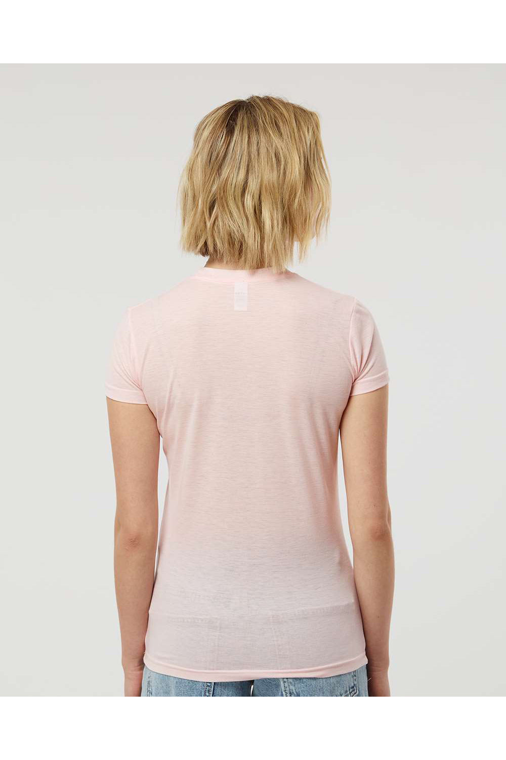 Tultex 240 Womens Poly-Rich Short Sleeve Crewneck T-Shirt Heather Pink Model Back