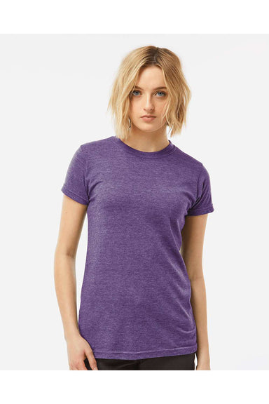 Tultex 240 Womens Poly-Rich Short Sleeve Crewneck T-Shirt Heather Purple Model Front