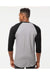 Tultex 245 Mens Fine Jersey Raglan 3/4 Sleeve Crewneck T-Shirt Heather Grey/Black Model Back