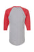 Tultex 245 Mens Fine Jersey Raglan 3/4 Sleeve Crewneck T-Shirt Heather Grey/Heather Red Flat Back