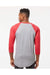 Tultex 245 Mens Fine Jersey Raglan 3/4 Sleeve Crewneck T-Shirt Heather Grey/Heather Red Model Back