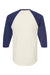 Tultex 245 Mens Fine Jersey Raglan 3/4 Sleeve Crewneck T-Shirt Vintage White/Inked India Blue Flat Back