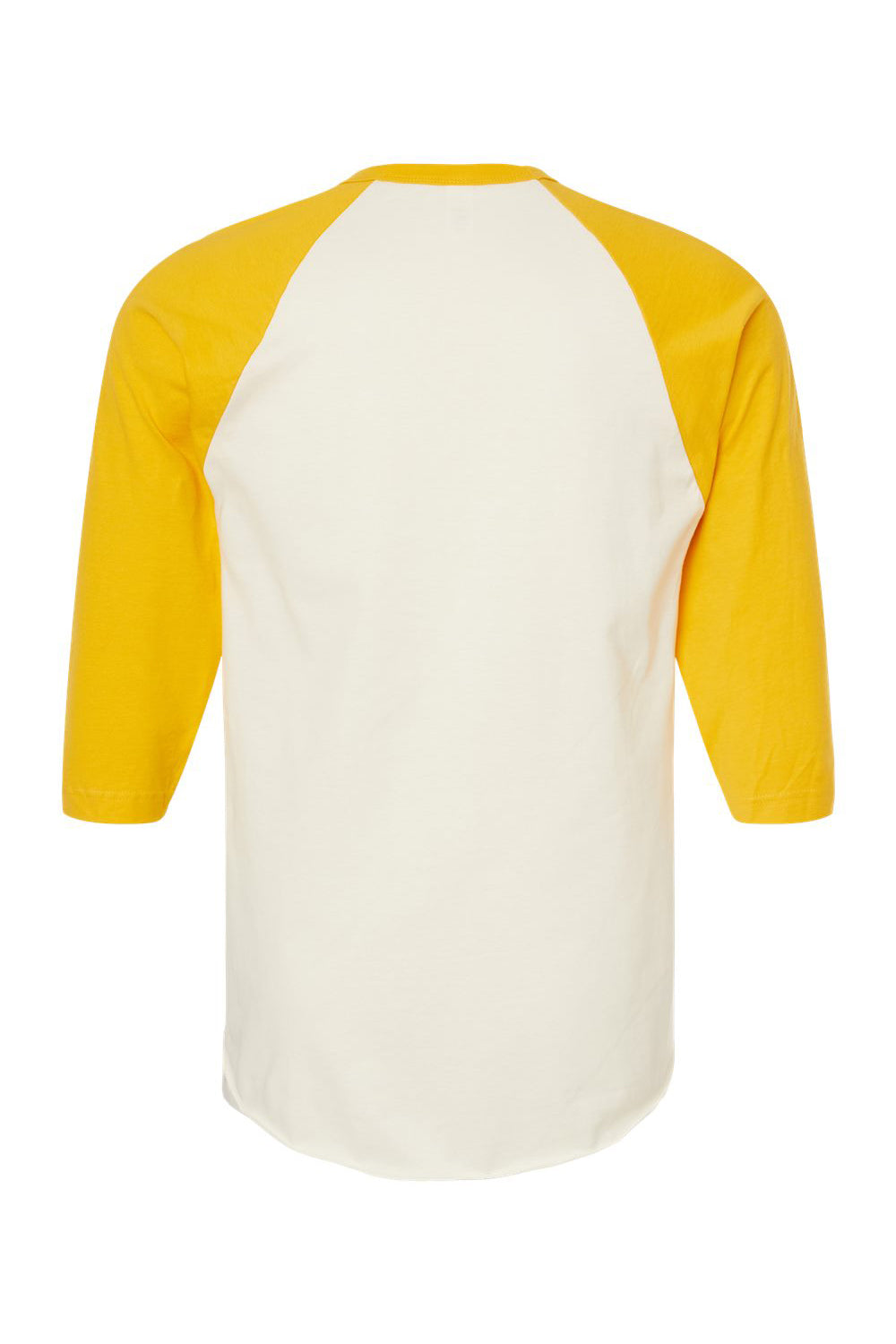 Tultex 245 Mens Fine Jersey Raglan 3/4 Sleeve Crewneck T-Shirt Vintage White/Mellow Yellow Flat Back