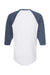 Tultex 245 Mens Fine Jersey Raglan 3/4 Sleeve Crewneck T-Shirt White/Heather Denim Blue Flat Back