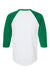 Tultex 245 Mens Fine Jersey Raglan 3/4 Sleeve Crewneck T-Shirt White/Kelly Green Flat Back