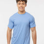 Tultex Mens Poly-Rich Short Sleeve Crewneck T-Shirt - Heather Athletic Blue - NEW