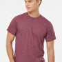 Tultex Mens Poly-Rich Short Sleeve Crewneck T-Shirt - Heather Burgundy
