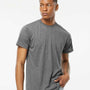 Tultex Mens Poly-Rich Short Sleeve Crewneck T-Shirt - Heather Charcoal Grey - NEW