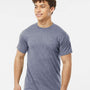 Tultex Mens Poly-Rich Short Sleeve Crewneck T-Shirt - Heather Denim Blue - NEW