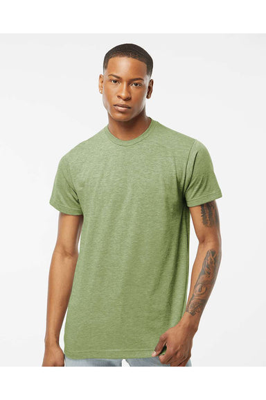 Tultex 241 Mens Poly-Rich Short Sleeve Crewneck T-Shirt Heather Green Model Front