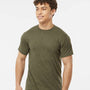 Tultex Mens Poly-Rich Short Sleeve Crewneck T-Shirt - Heather Military Green - NEW