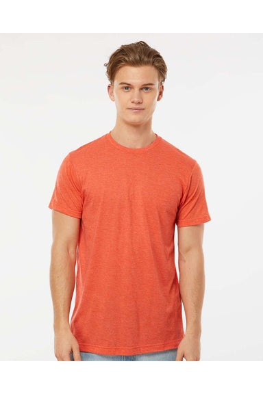 Tultex 241 Mens Poly-Rich Short Sleeve Crewneck T-Shirt Heather Orange Model Front
