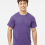 Tultex Mens Poly-Rich Short Sleeve Crewneck T-Shirt - Heather Purple - NEW