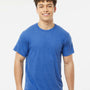 Tultex Mens Poly-Rich Short Sleeve Crewneck T-Shirt - Heather Royal Blue - NEW