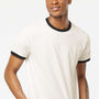 Tultex Mens Fine Jersey Ringer Short Sleeve Crewneck T-Shirt - Vintage White/Black