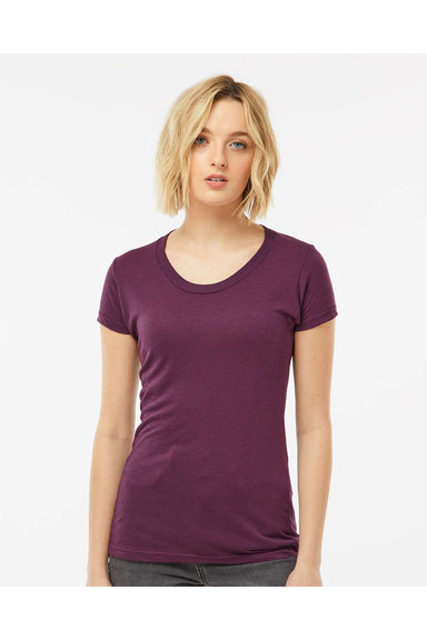 Tultex 253 Womens Short Sleeve Crewneck T-Shirt Berry Purple Model Front