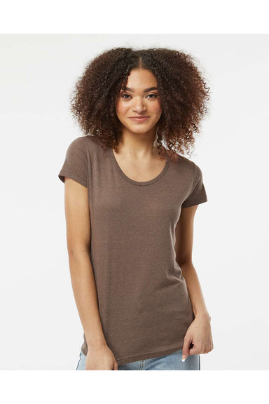 Tultex 253 Womens Short Sleeve Crewneck T-Shirt Mocha Brown Model Front