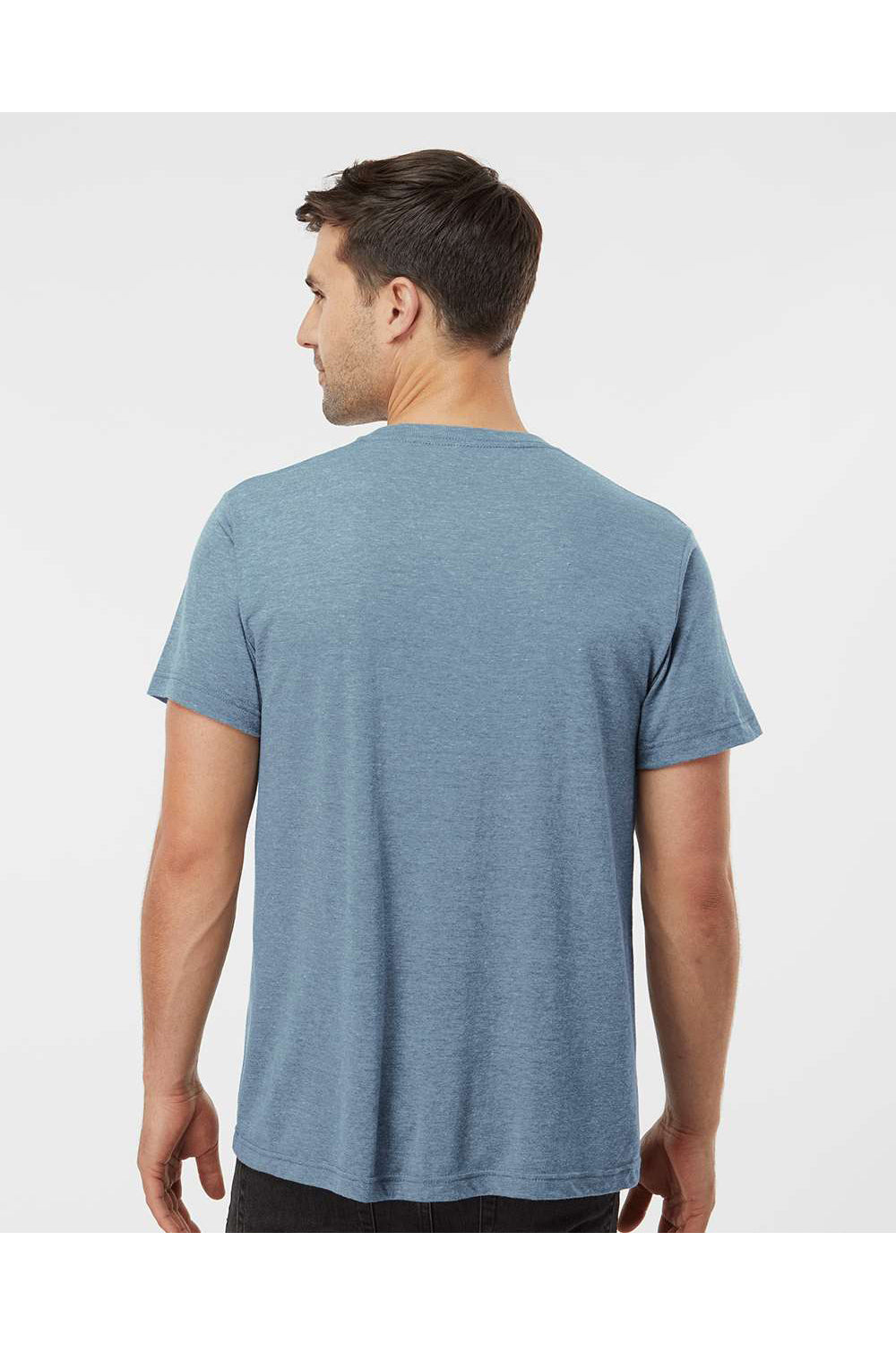 Tultex 254 Mens Short Sleeve Crewneck T-Shirt Denim Blue Model Back