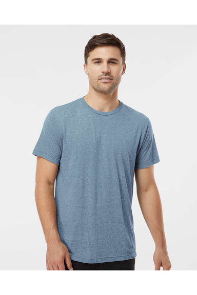 Tultex 254 Mens Short Sleeve Crewneck T-Shirt Denim Blue Model Front