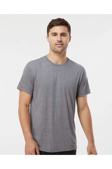 Tultex 254 Mens Short Sleeve Crewneck T-Shirt Heather Grey Model Front