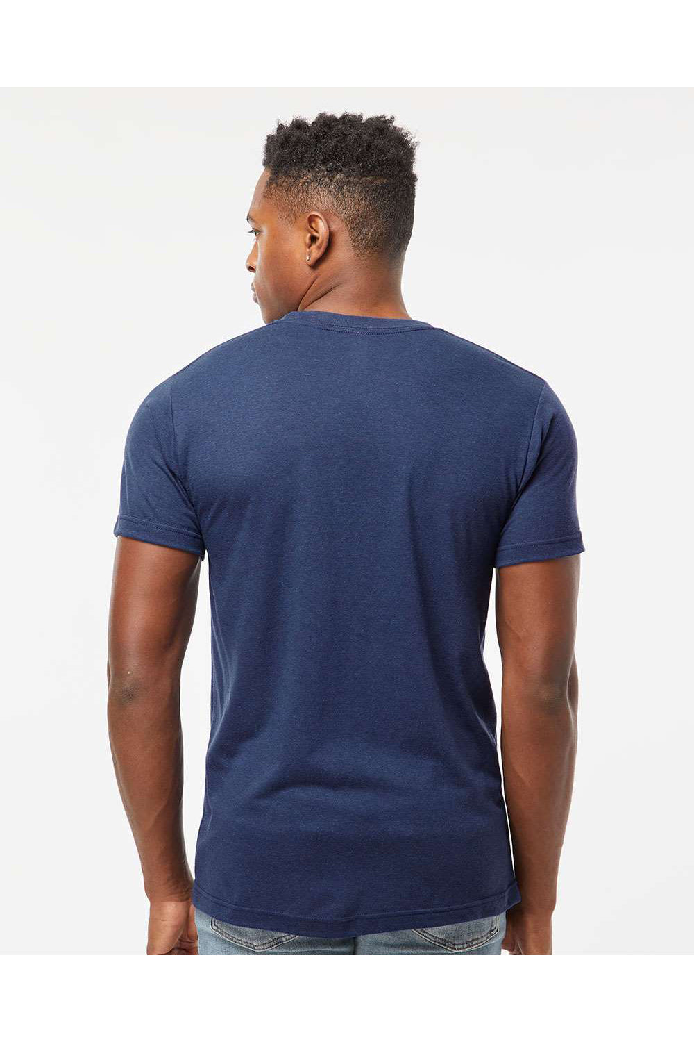 Tultex 254 Mens Short Sleeve Crewneck T-Shirt Midnight Navy Blue Model Back