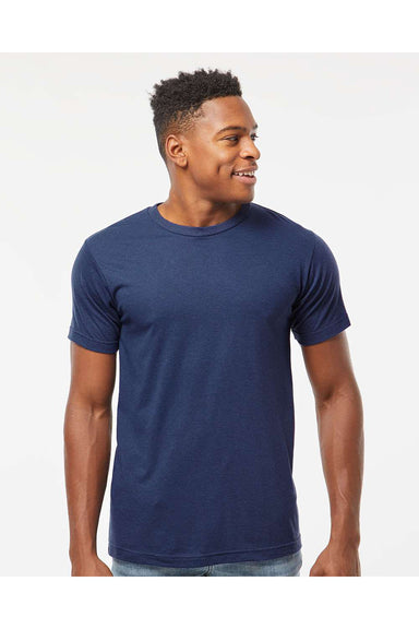 Tultex 254 Mens Short Sleeve Crewneck T-Shirt Midnight Navy Blue Model Front