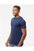 Tultex 254 Mens Short Sleeve Crewneck T-Shirt Midnight Navy Blue Model Side