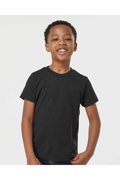 Tultex 265 Youth Poly-Rich Short Sleeve Crewneck T-Shirt Black Model Front