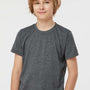 Tultex Youth Poly-Rich Short Sleeve Crewneck T-Shirt - Heather Charcoal Grey