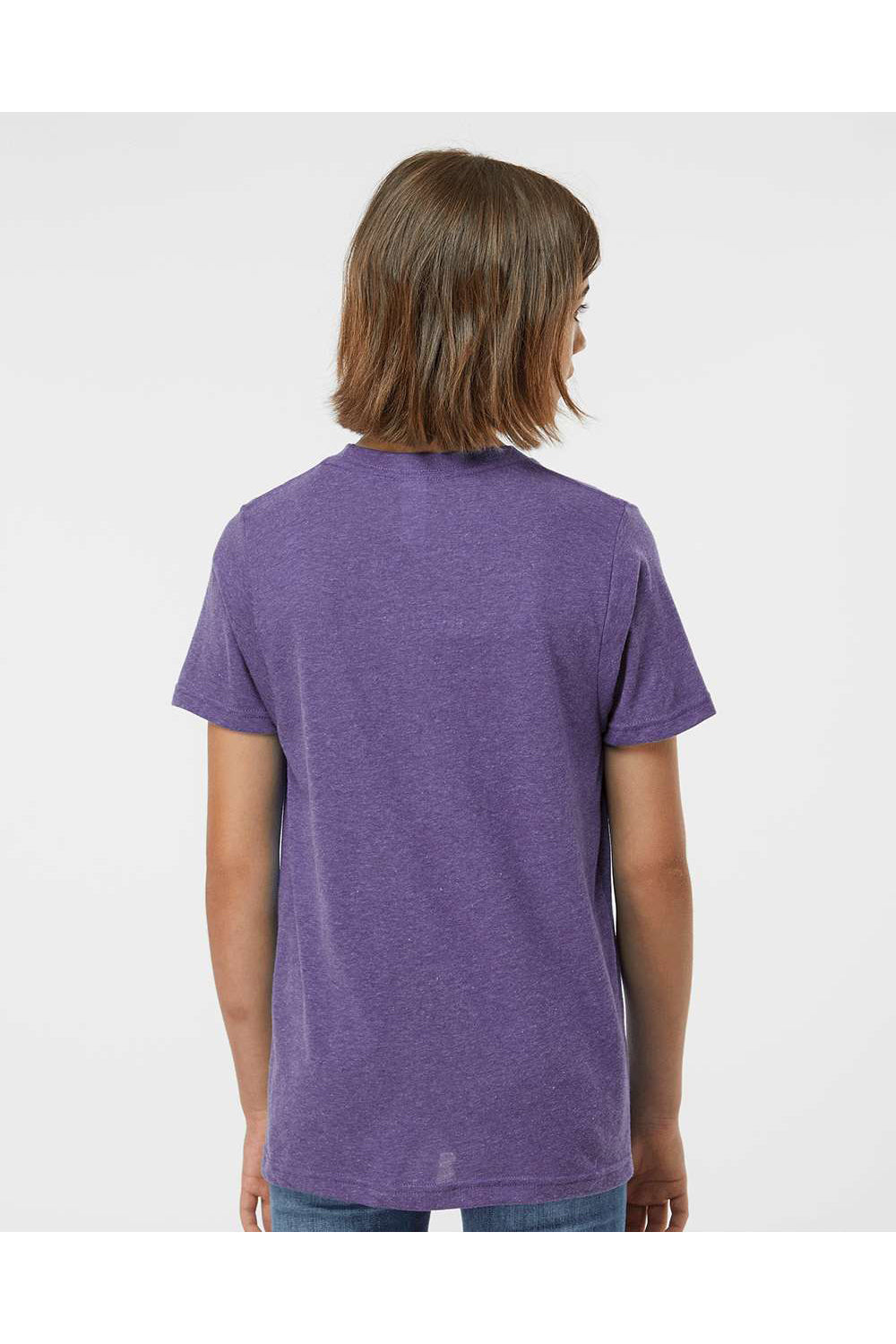 Tultex 265 Youth Poly-Rich Short Sleeve Crewneck T-Shirt Heather Purple Model Back