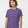 Tultex Youth Poly-Rich Short Sleeve Crewneck T-Shirt - Heather Purple - NEW