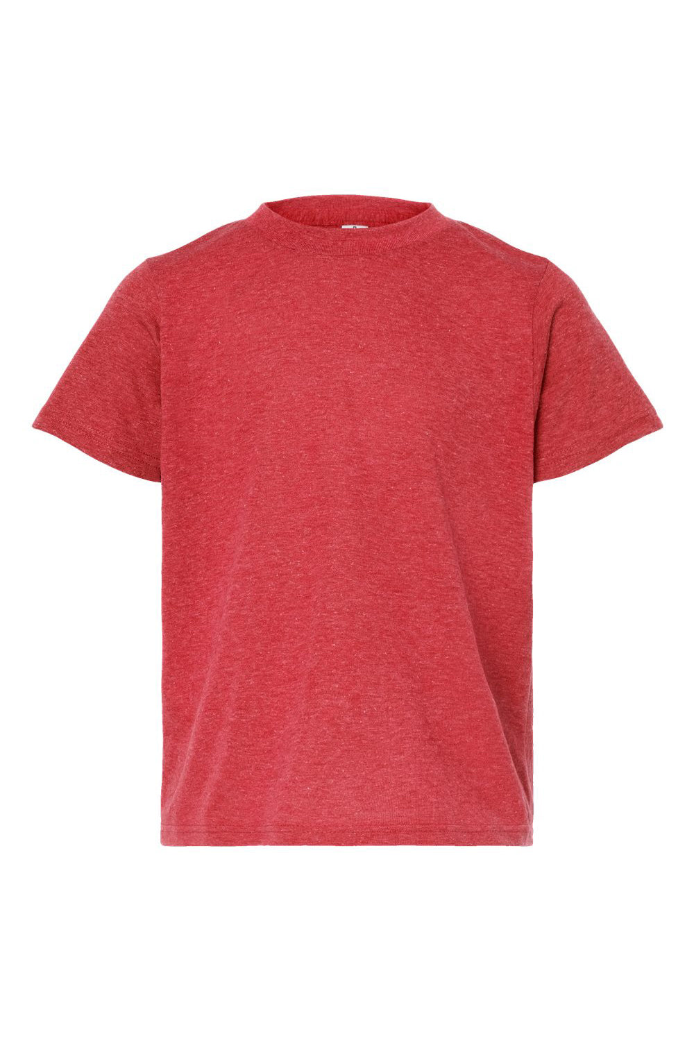 Tultex 265 Youth Poly-Rich Short Sleeve Crewneck T-Shirt Heather Red Flat Front