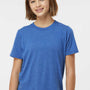 Tultex Youth Poly-Rich Short Sleeve Crewneck T-Shirt - Heather Royal Blue
