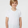 Tultex Youth Poly-Rich Short Sleeve Crewneck T-Shirt - White - NEW