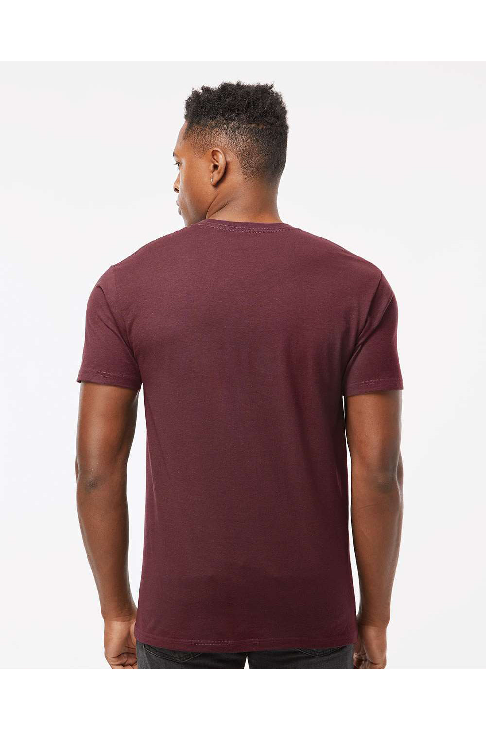 Tultex 290 Mens Jersey Short Sleeve Crewneck T-Shirt Burgundy Model Back