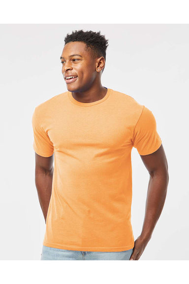 Tultex 290 Mens Jersey Short Sleeve Crewneck T-Shirt Cantaloupe Orange Model Front